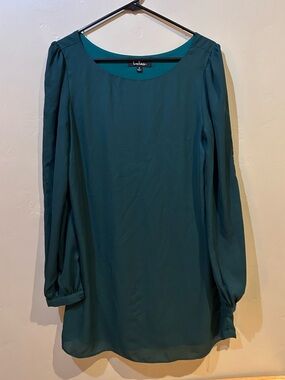 Lulus Emerald Green Chiffon Long Sleeve Shift Dress Women’s Size Small